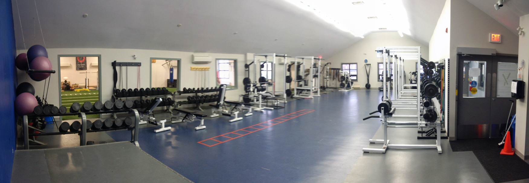 Riley's Room Weight Room Area Turf Panoramic View